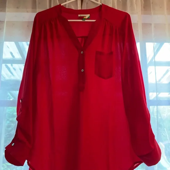 ModCloth Red Sheer Tunic - Picture 1 of 5